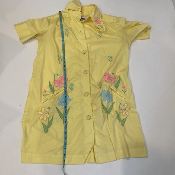 Vintage Tanya Loungewear Yellow Short Sleeve Button Down Pajama Dress Sz XL - Picture 11 of 13